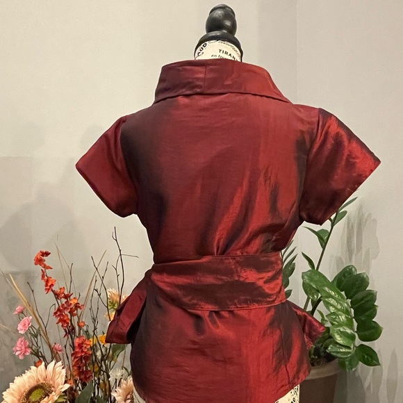 Dark Red Japanese Inspired Blouse - Picture 6 of 9